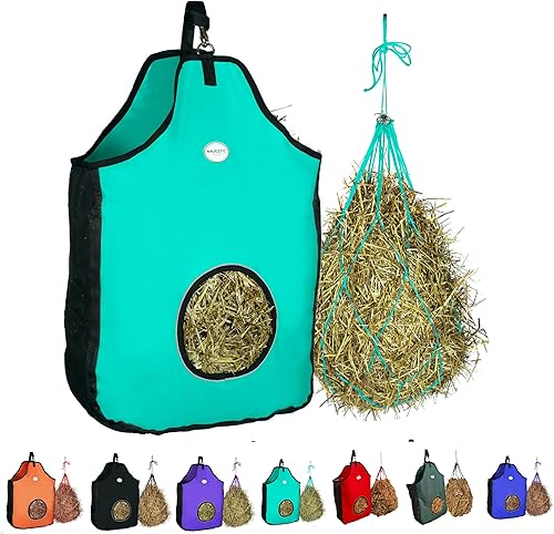 Vista 15 de Majestic Ally 1200 D - Bolsa de alimentación de heno para caballos, ovejas con ribete reflectante, reduce los residuos, viene con red de heno de 36