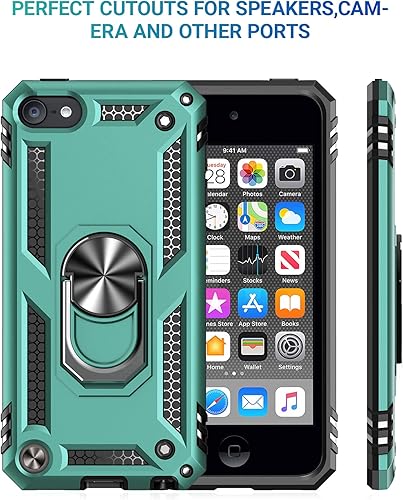 Miniatura 5 de ULAK Funda compatible con iPod Touch 765 con 2 protectores de pantalla HD, funda híbrida resistente a prueba de golpes con soporte integrado para