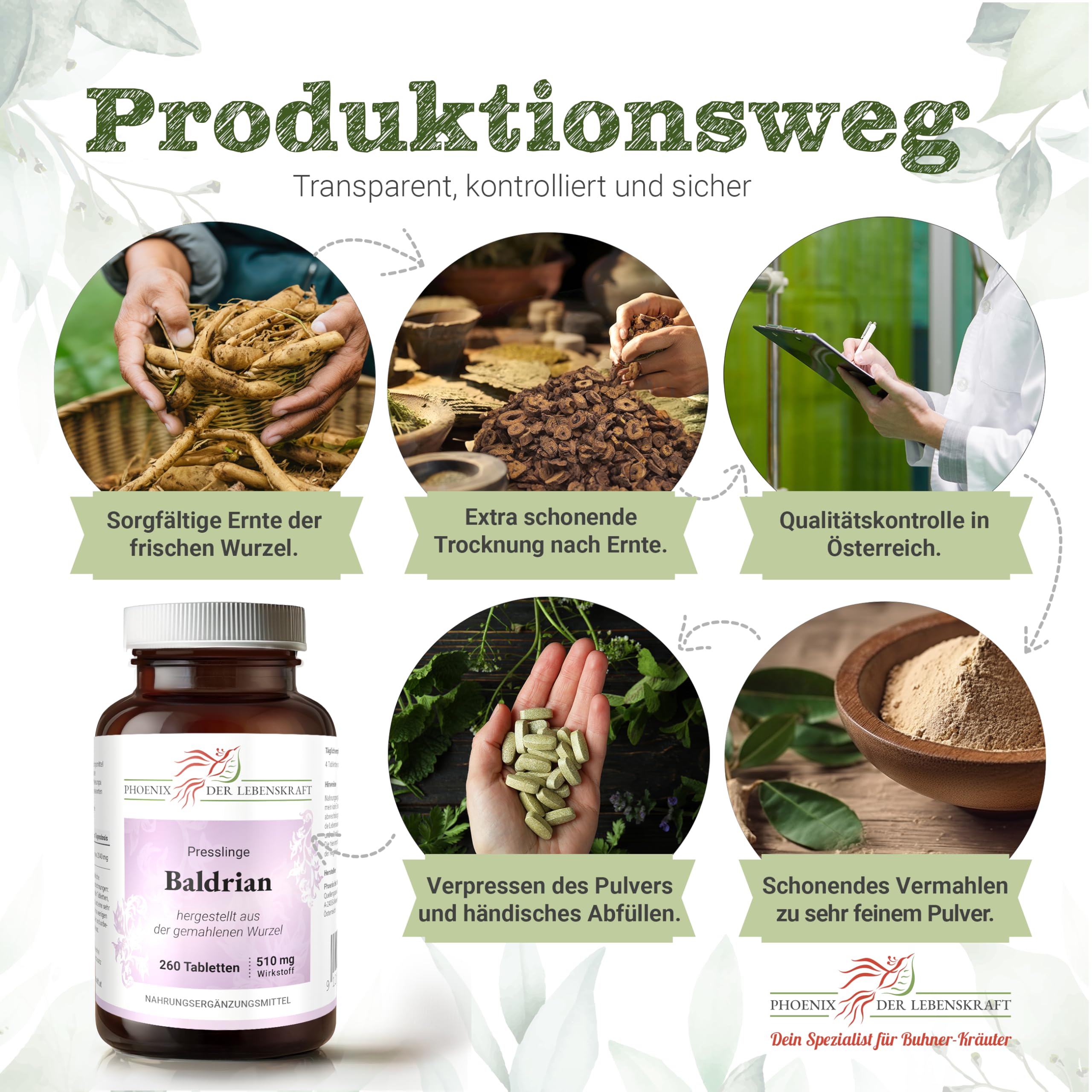 Baldrian Tabletten 510 mg | 260 Tabletten Valeriana officinalis | Hergestellt in Österreich | Tabletten statt Kapseln | gemahlene Baldrianwurzel, Katzenkraut | tägliche Routine