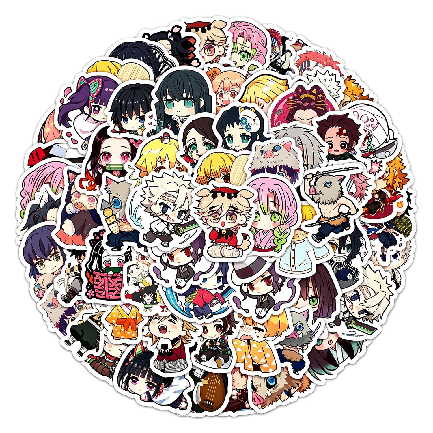 AMMKRO 60 Pcs Demon Slayer: Kimetsu no Yaiba Stickers, Waterproof Vinyl Decals for Teens Girls Women Adult Gifts Phone Laptop Water Bottles Guitar Luggage Skateboard