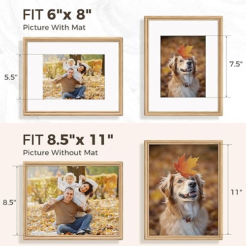 Miniatura 6 de Dreamland Portarretratos de 8.5 x 11 pulgadas, marcos de fotos de madera de roble macizo con vidrio templado de alta calidad, marco de esquina