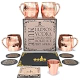 Krown Kitchen Hammered Moscow Mule Copper Mugs Set of 4 | 100% Solid Copper | 16 oz
