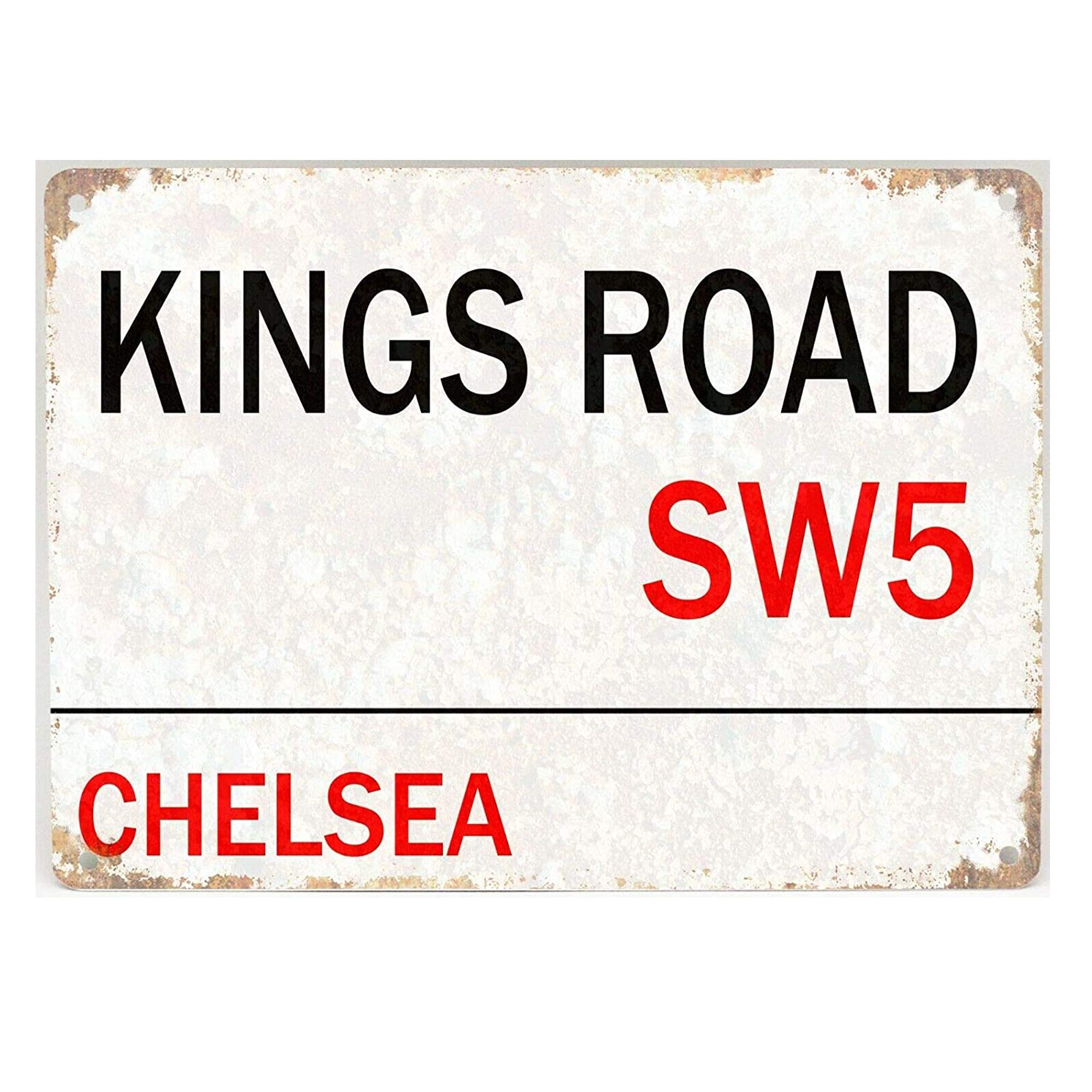 Tnnd Kings Road Metal Sign Chelsea London Vintage Retro Plaque Home Decor Metal Sign 8X12 Inches