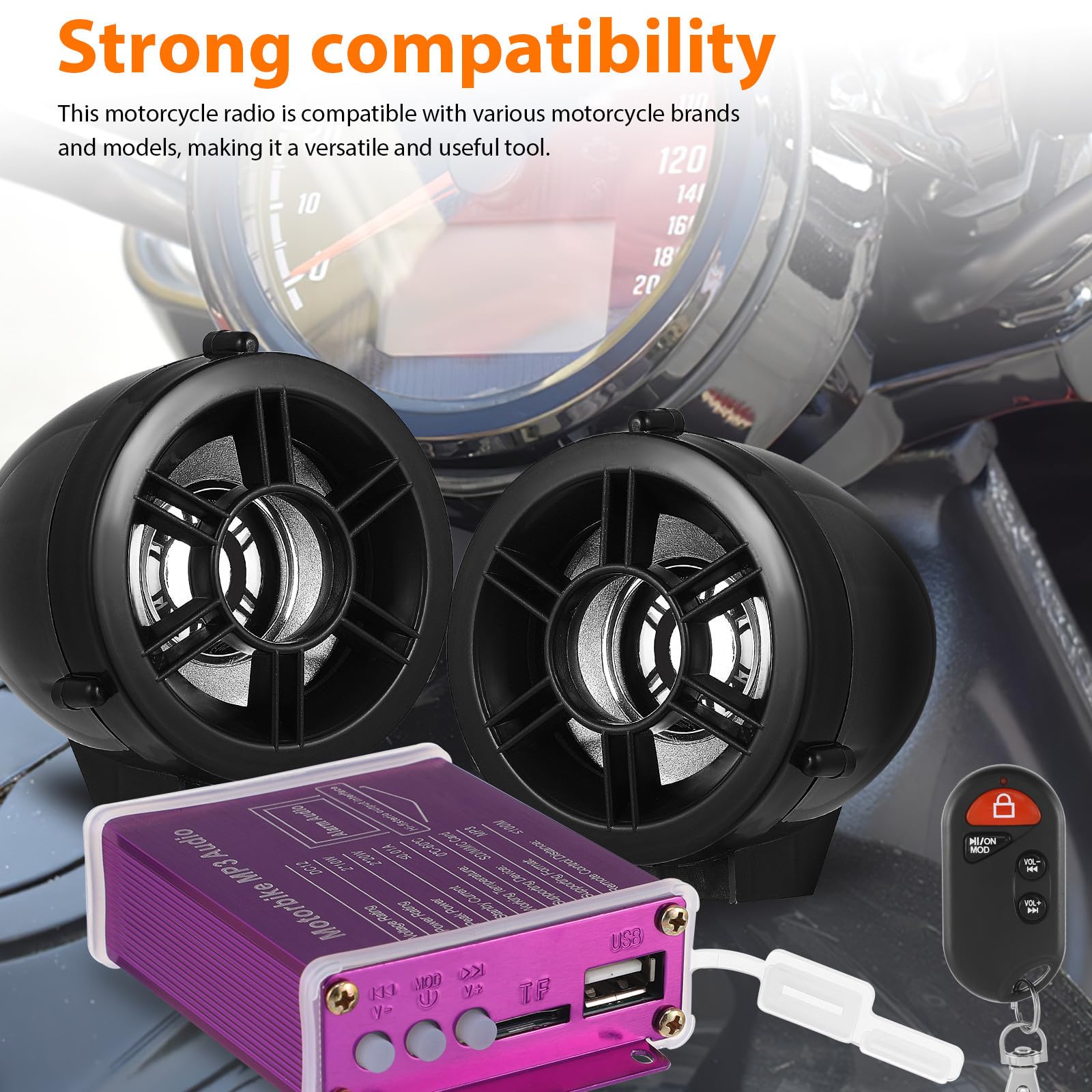 Sistema de Audio para Motocicleta Altavoces y Radio Integrados, Compatible Conexión Telefónica para Viajes en Moto