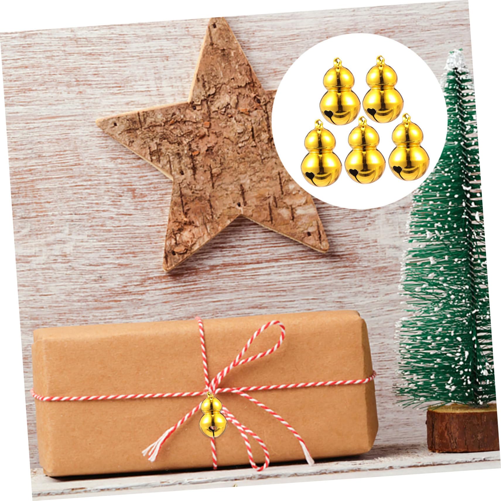 COLLBATH 5Pcs Gourd Pet Bells for Christmas Tree Hanging Ornaments Pet Crisp Sound for Festive Decor Friends and Family