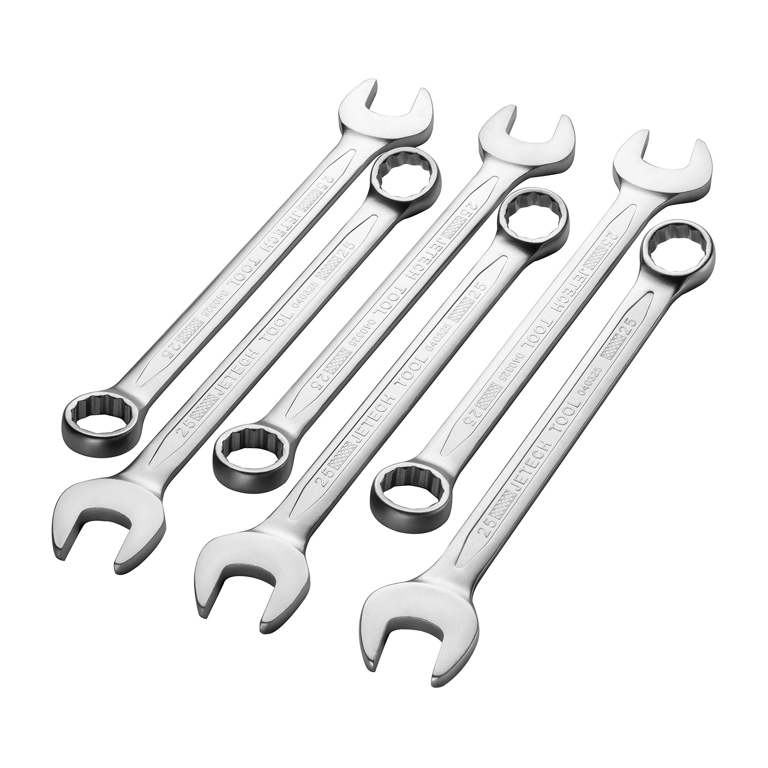 Jetech 25mm Combination Wrench (6 Pack) - Industrial Grade Spanners with 12-Point Design, 15-Degree Offset, Made with Durable Chrome Vanadium Steel in