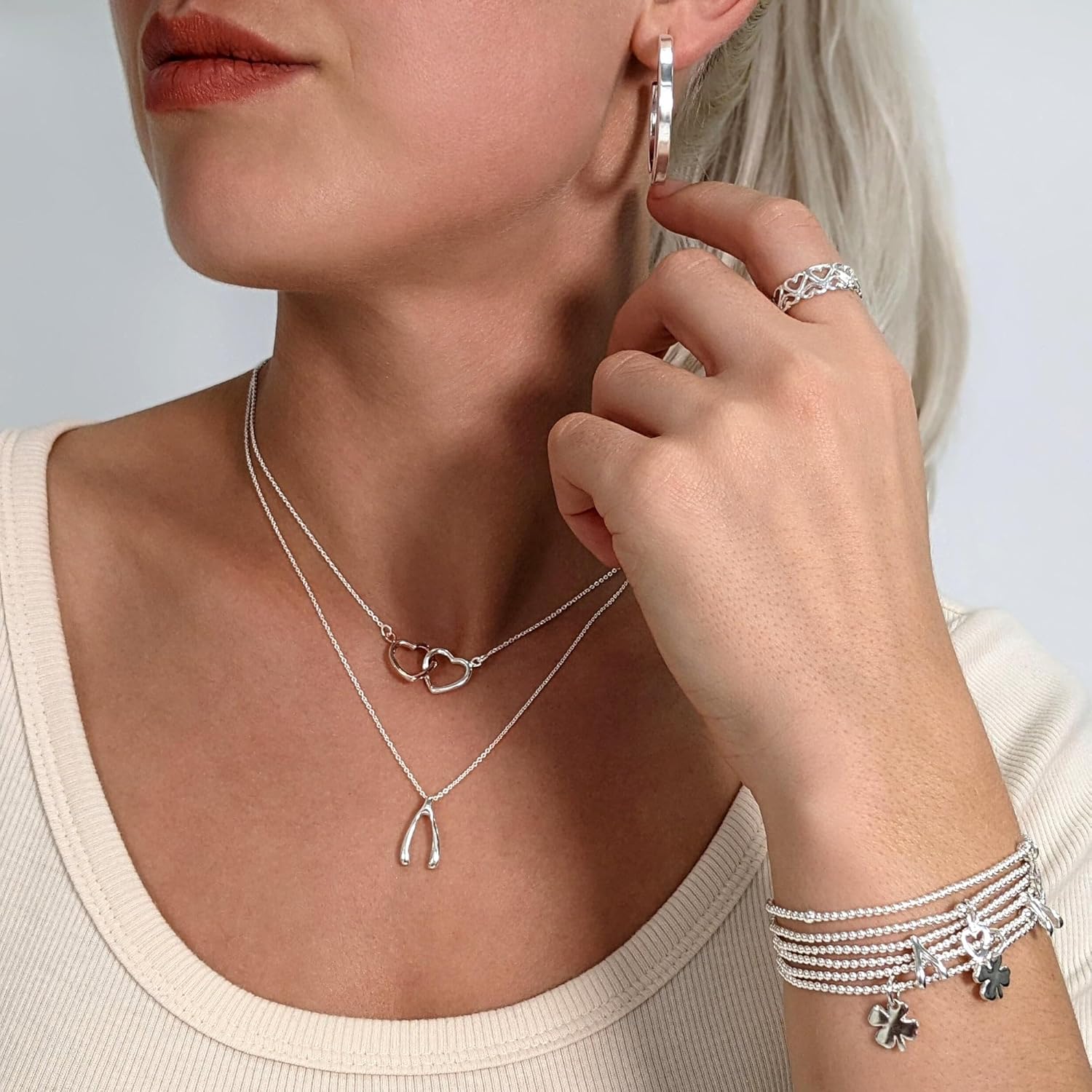 Silverly 925 Sterling Silver Heart Ring - Open Heart Band - Cute Love Promise Rings - Romantic Jewellery - Valentine's Day or Best Friend Gift - Solid Silver Rings for Women - Image 6