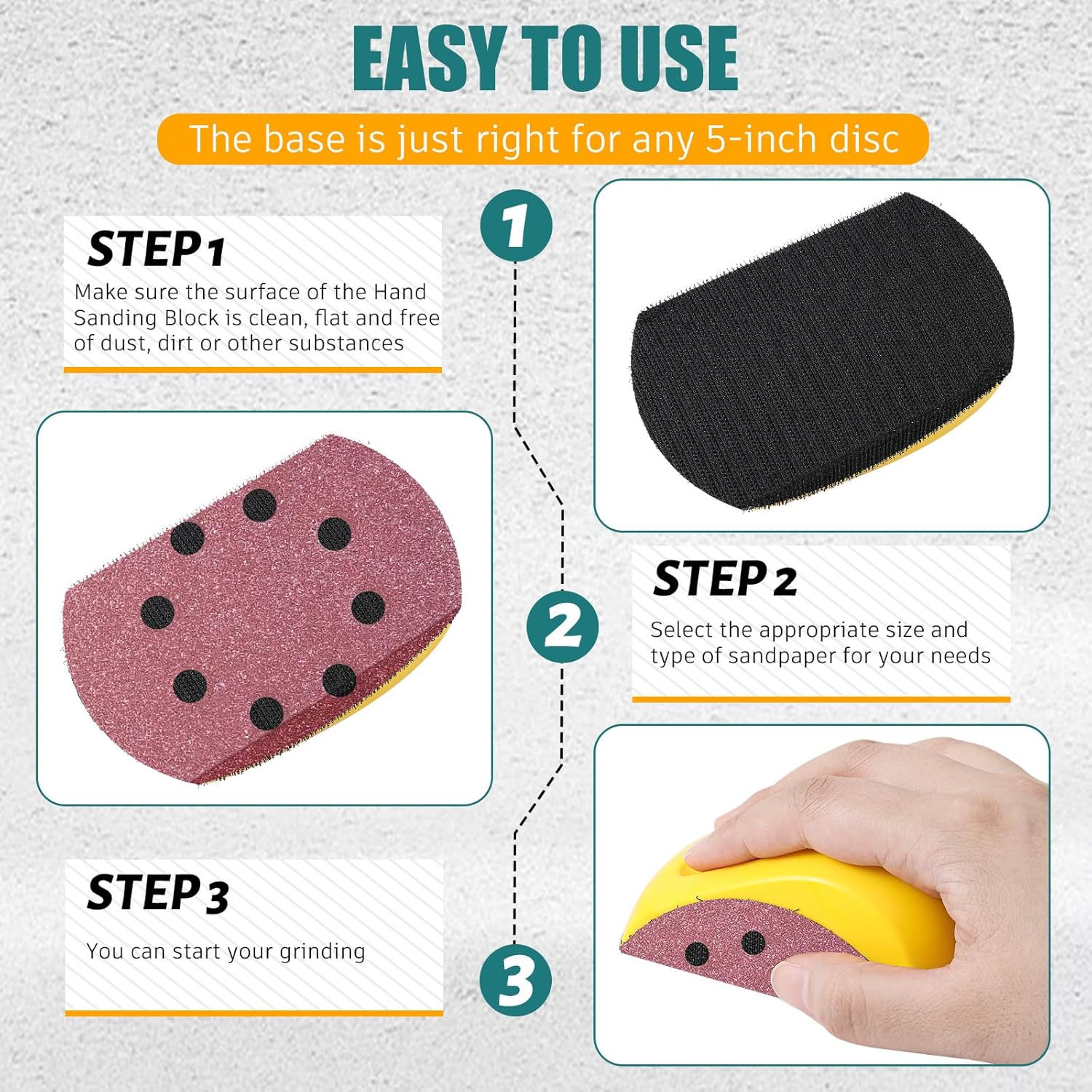 4 Pcs 5 Inch Hook and Loop Mouse Hand Sanding Block Hand Sander Block Sanding Mouse for Wood, Furniture Restoration, Home, Automotive Body, Woodworking Tools
