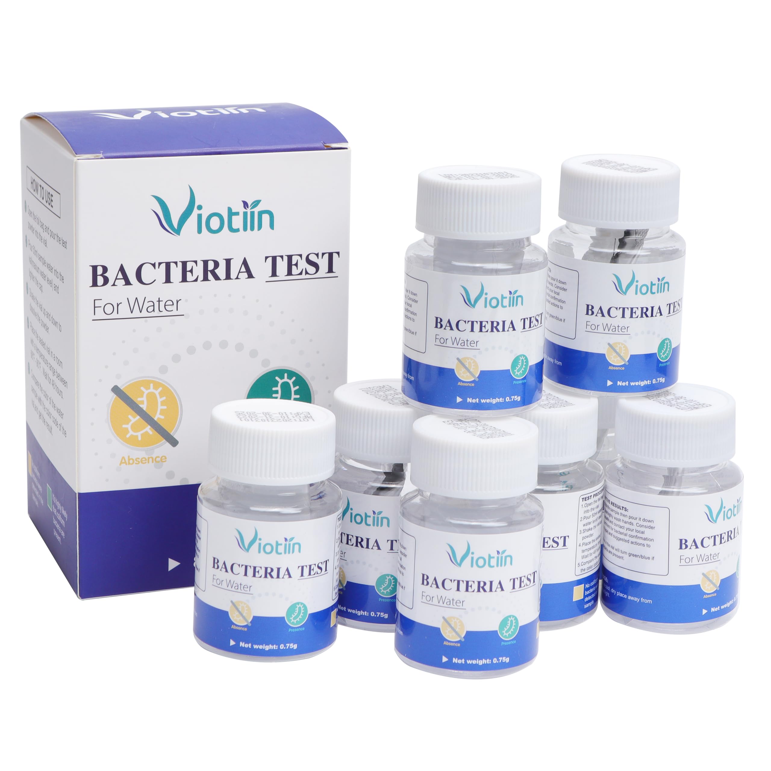 Viotiin 8 Pack Coliform Water Test Kits for Tap, Well, Pool, Lake, Pond Water, 48-Hour, EPA Approved, Easy to Use