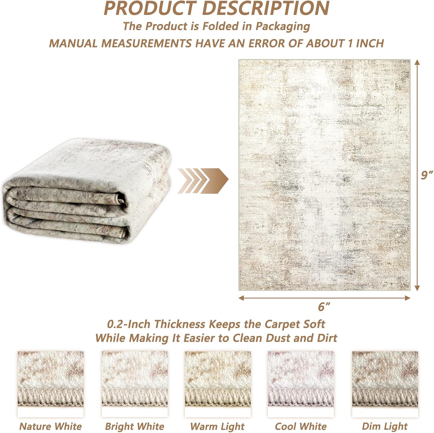 Capslpad Modern Abstract Area Rugs 6x9 Washable Rug for Living Room Non-Slip Farmhouse Rug Low Pile Soft Non-Shedding Beige Abstract Pattern Large Rugs for Bedroom Office Dining Room image 2