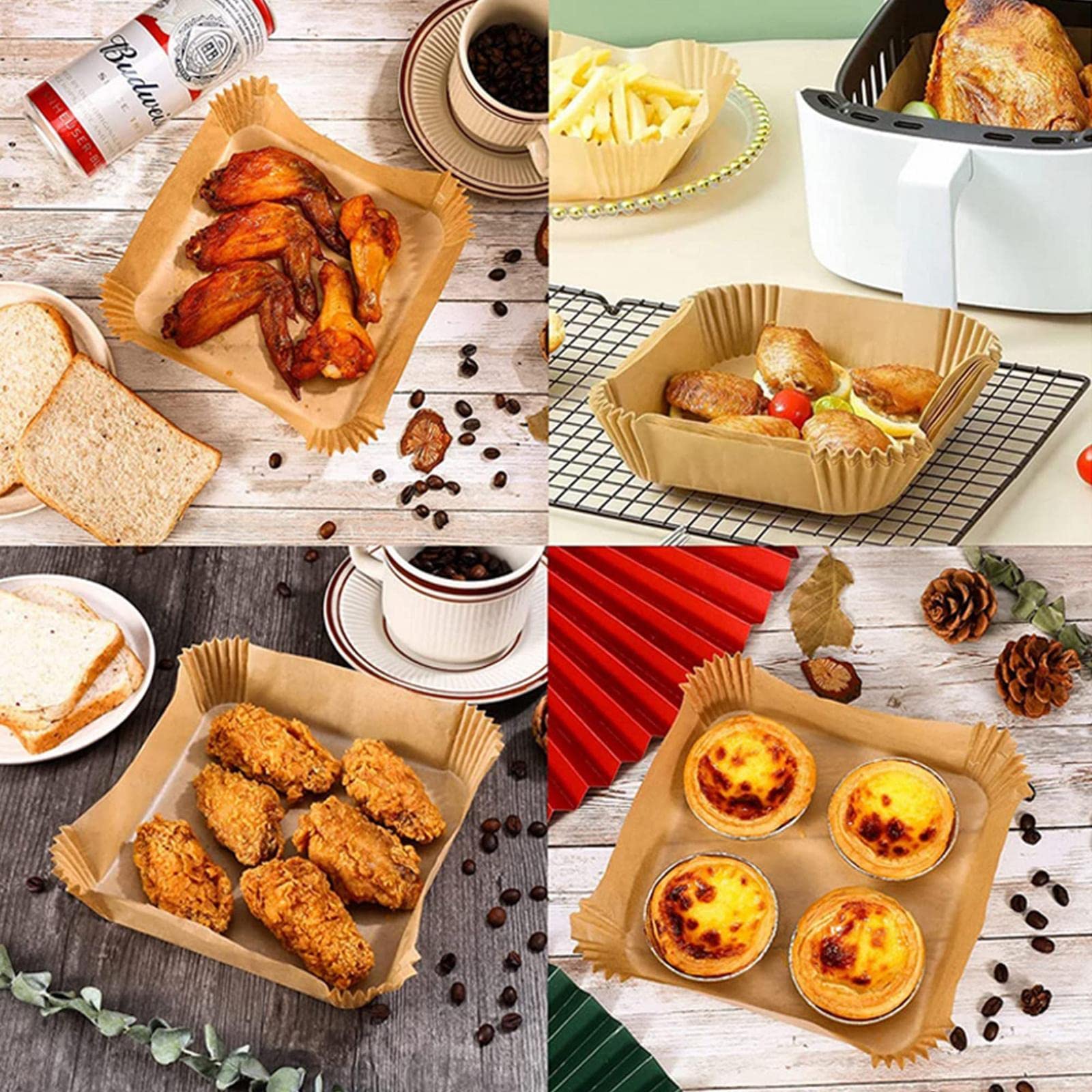 Papier Cuisson Air Fryer Papier Sulfurisé Carré Pour Friteuse À Air