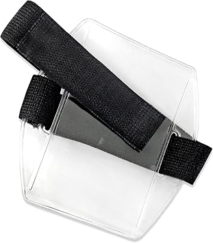 Armband ID Badge Holder with Black Strap Arm Band by - Pack of 50 PCS