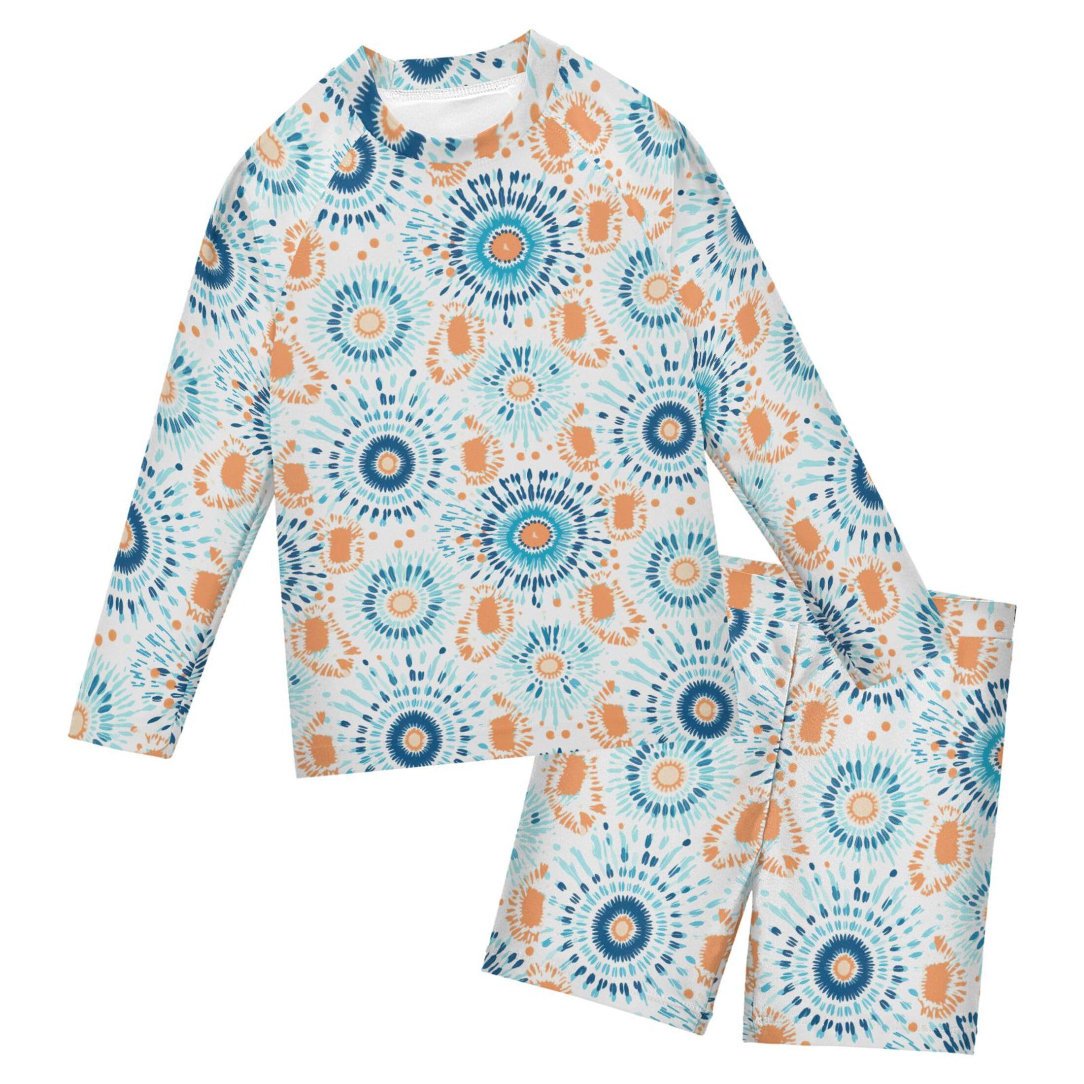 Boho Bohemian Pattern Toddlers and Baby Boys' Swimsuit Trunk and Rashguard Set B0402727