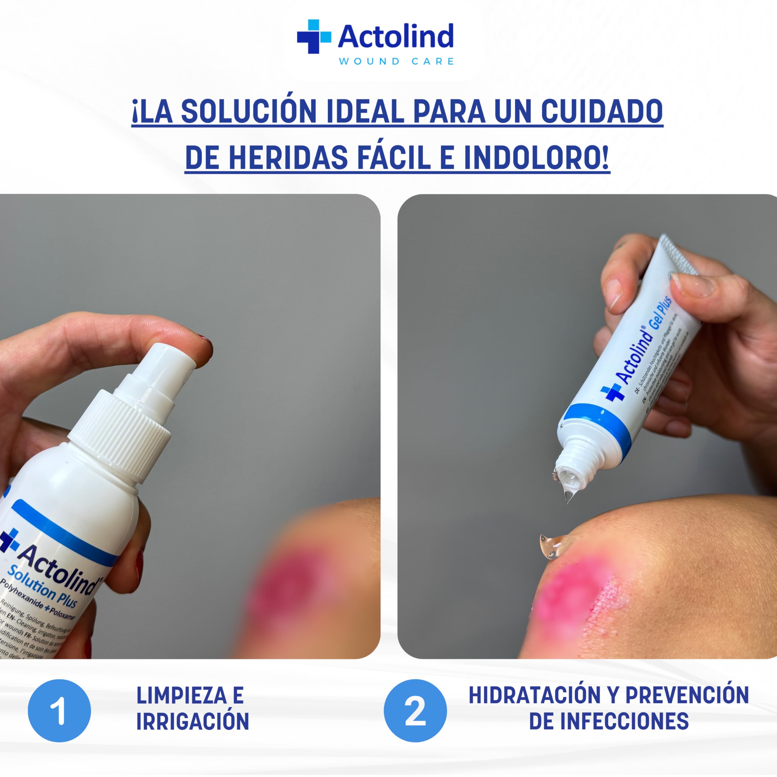 Actolind Solution Plus 1000 ml – Solución antiséptica para lavado de heridas y quemaduras | Dispositivo Médico CE Clase III