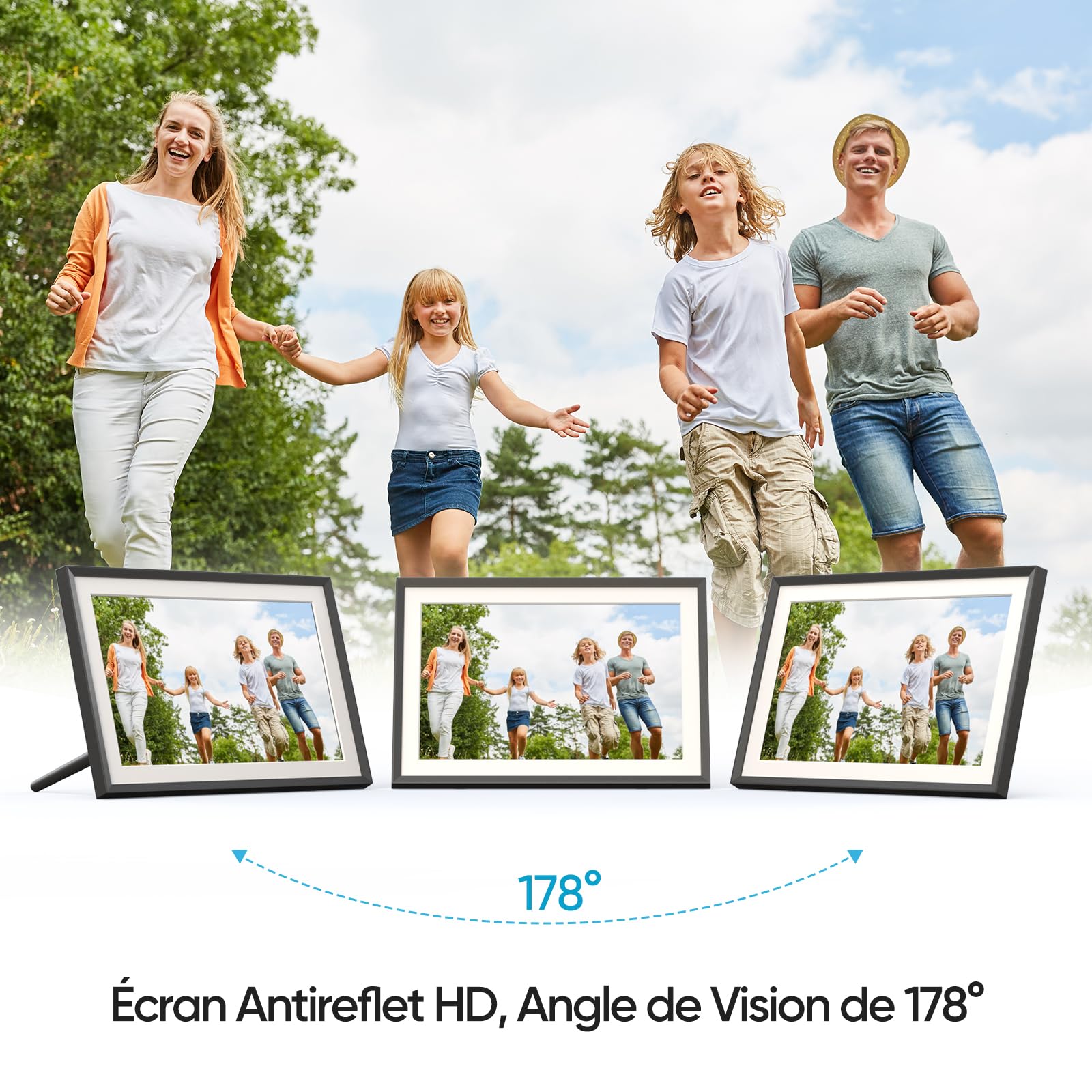 ARZOPA Cadre Photo Numérique 10,1 Pouces HD IPS Écran Tactile Cadre Numérique Photo Connecté WiFi Rotation Auto avec 32GB Partager Photos Vidéos Musique Via Frameo APP Horloge Météo