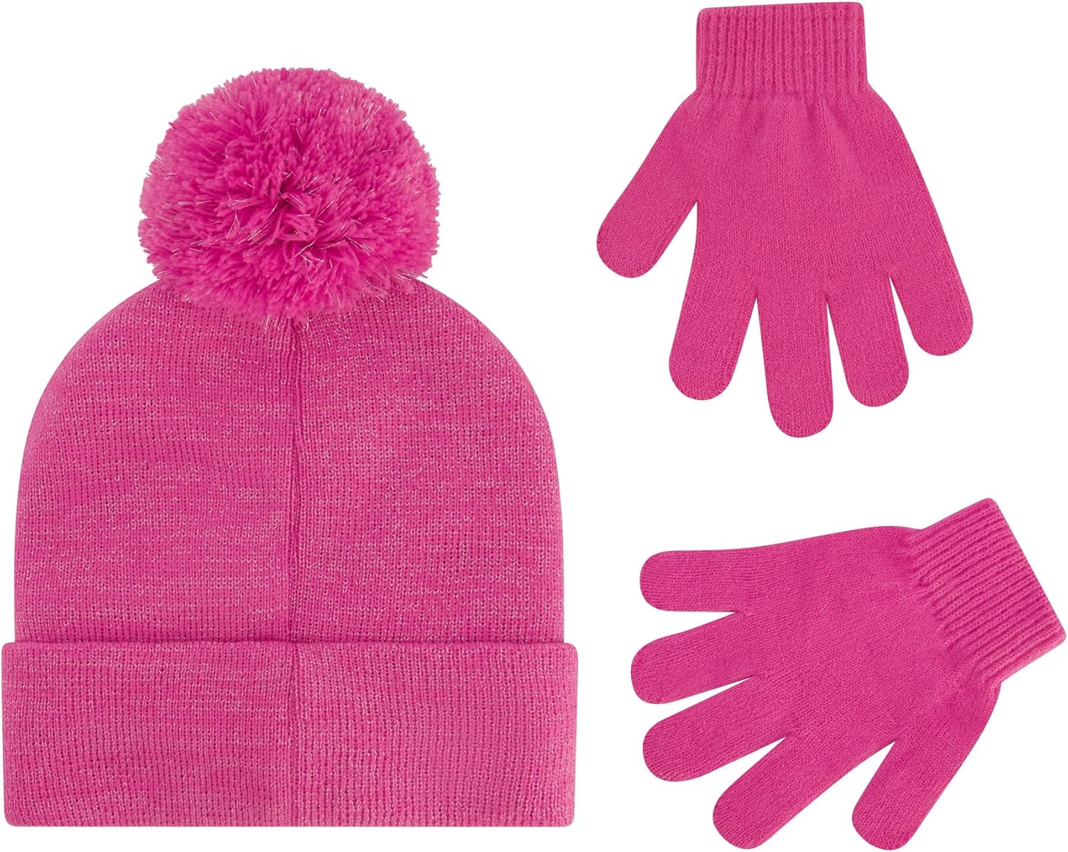 Hello Kitty Girls Beanie Hat and Gloves Set, Cuffed Knit Cap with Pom and Matching Mittens, Pink, One Size - Image 6