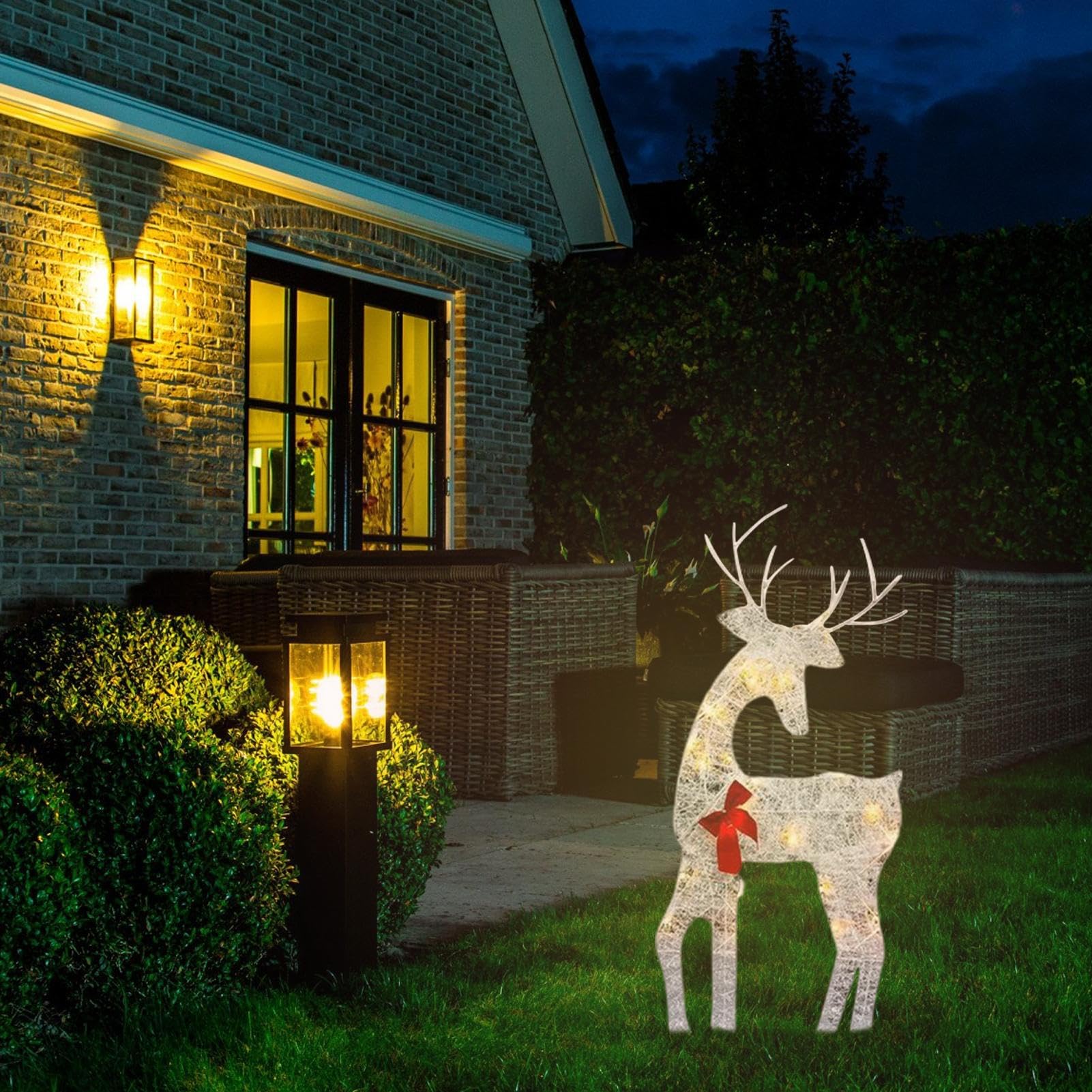 Renne Natalizie per Esterno con Illuminazione Decorazione in Ferro con per