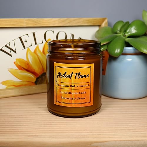 Miniatura 6 de Velas Butterscotch de calabaza Vela de cera de soja 100% natural para decoración del hogar Altamente perfumada Fragancia premium Hecho a mano