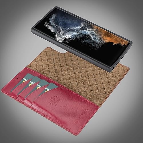 Miniatura 5 de BOULETTA Funda tipo cartera para Samsung Galaxy S22 Ultra, 4 tarjeteros con bloqueo RFID, carga inalámbrica, funda protectora magnética desmontable