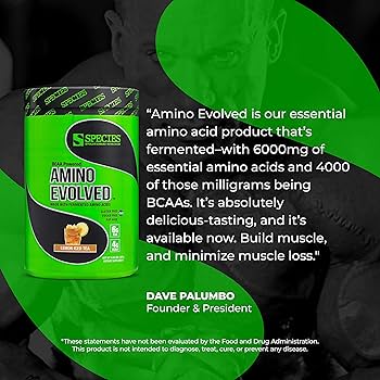 Species Nutrition Amino Evolved EAA & BCAA Powder, Fermented Amino Acids, Branched Chain Amino Acid Muscle Recovery & Endurance, Pre & Post Workout