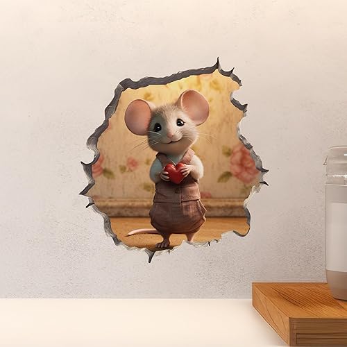 Miniatura 4 de My Wonderful Walls Adhesivo de pared 3D con diseño de ratón de cariño, blanco, metal, vidrio, interior, exterior, fantasía, irregular, un solo uso,