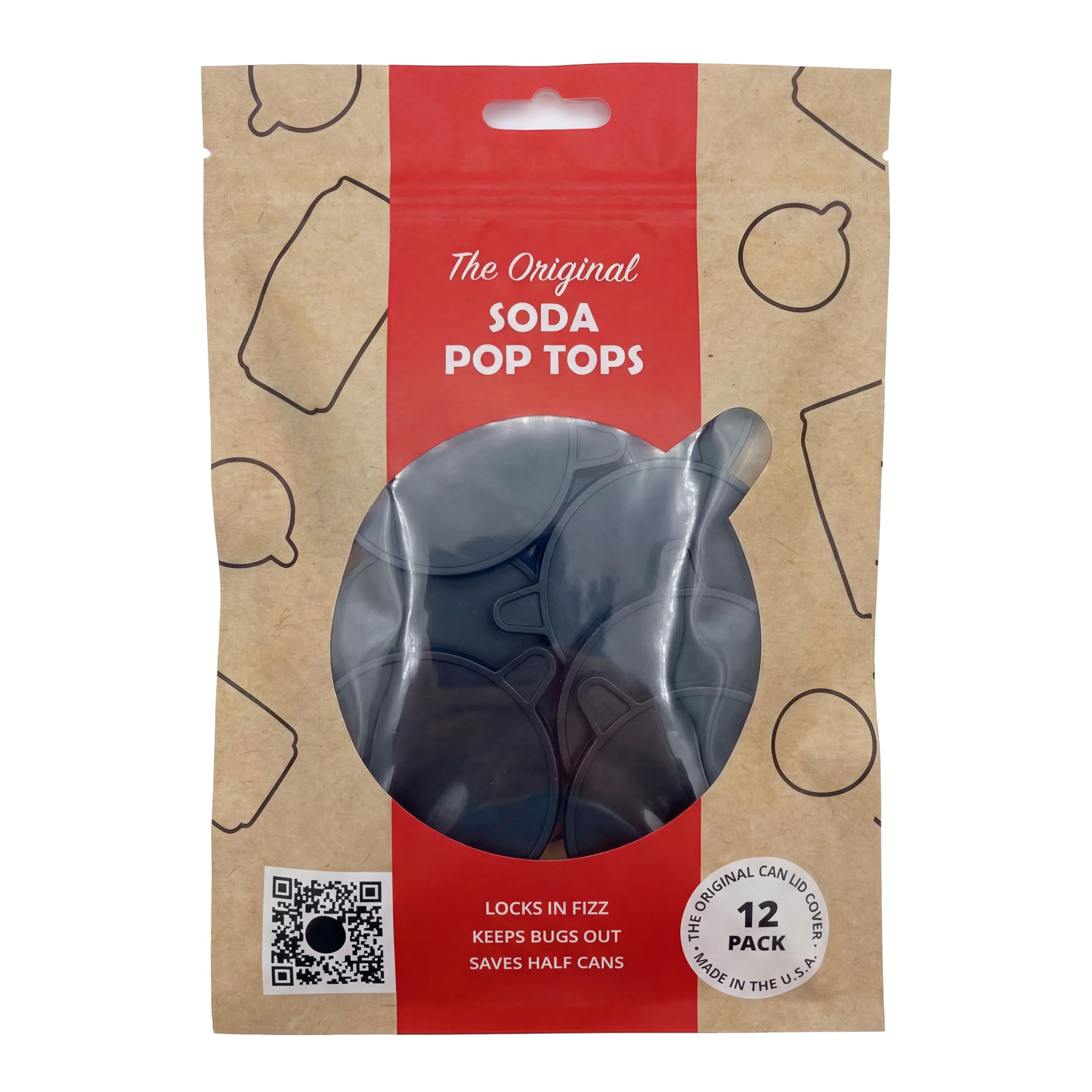 12 Pack Can Lid Covers, Assorted (Black)