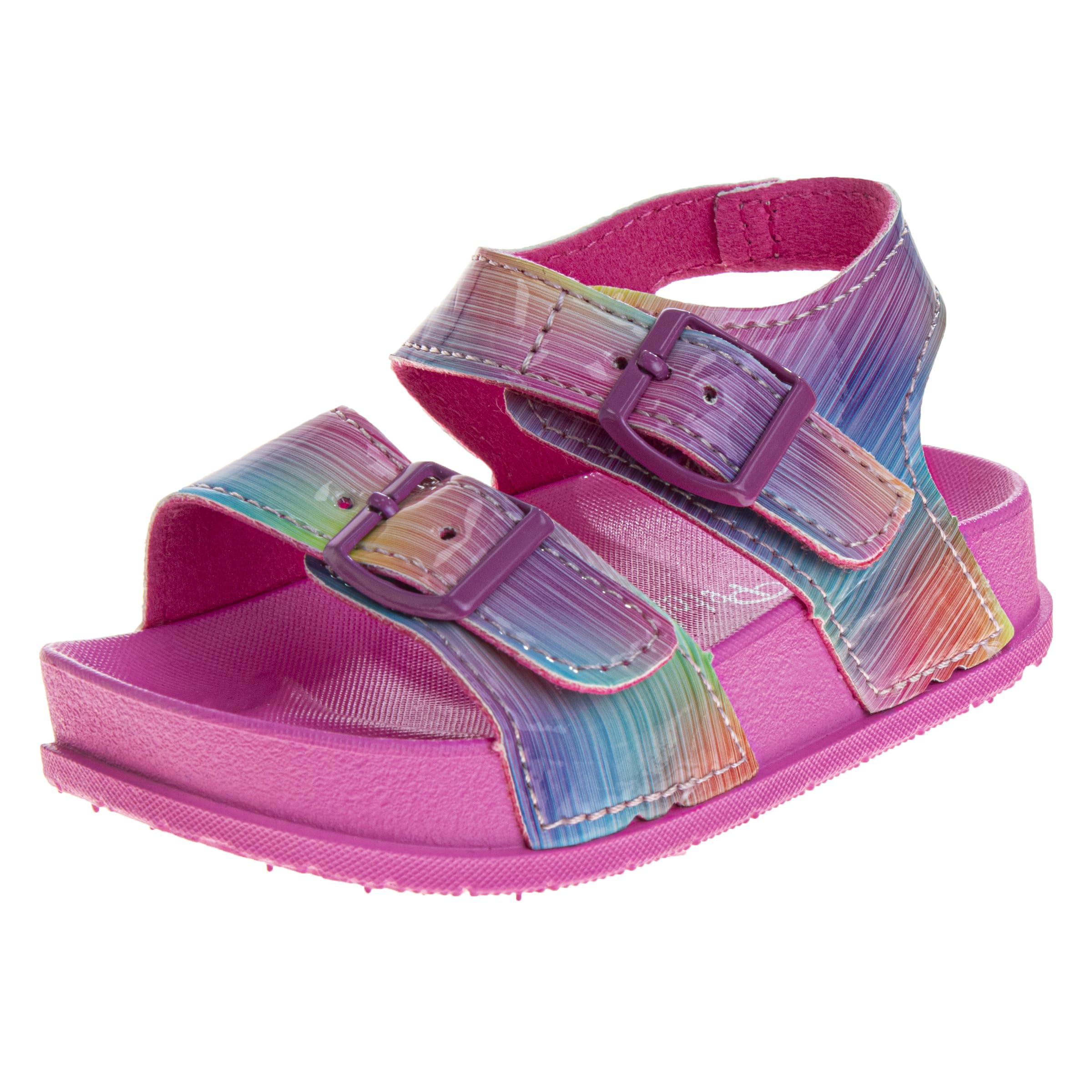 JOSMO Baby Infant Girl Sandals Open Toe, Fuchsia Multi, 4