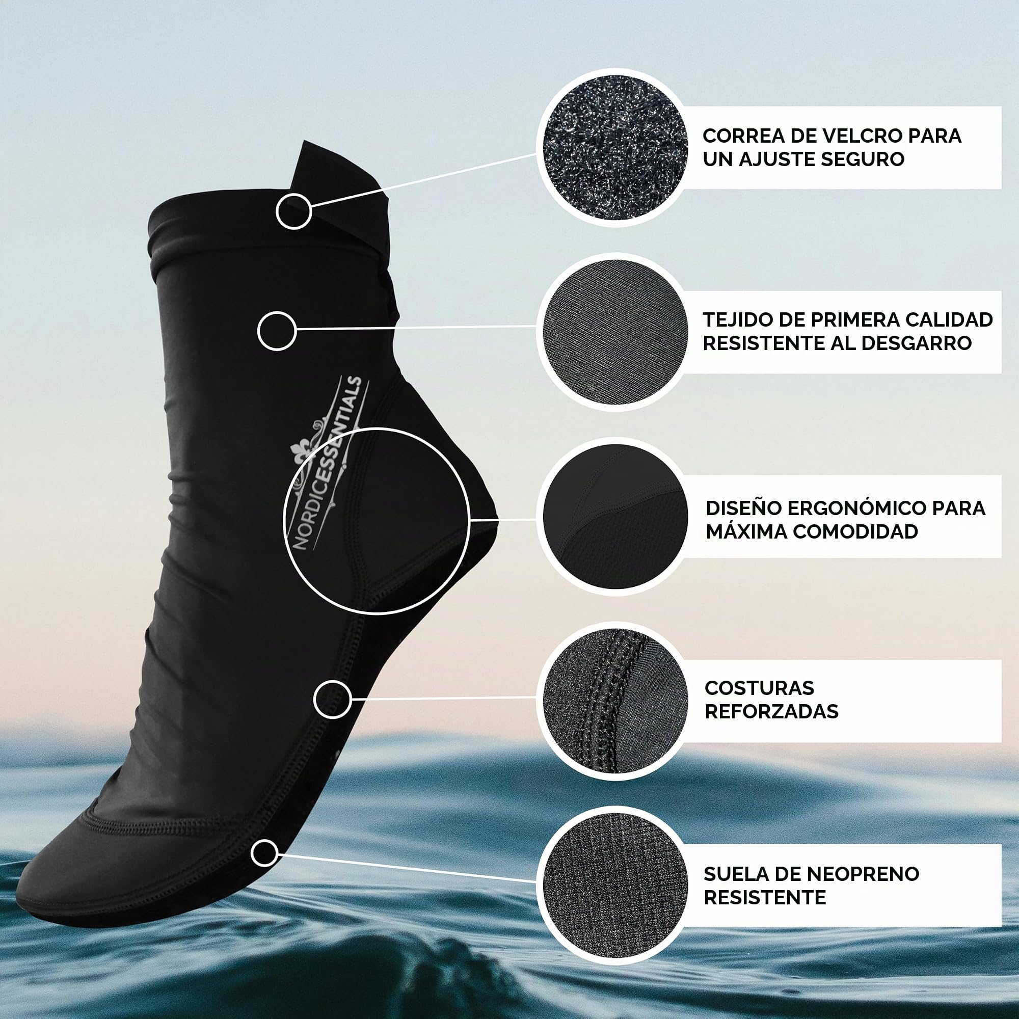 Calcetines de Playa (2 Pares) - Para Buceo, Snorkel, Voleibol, Fútbol en Arena