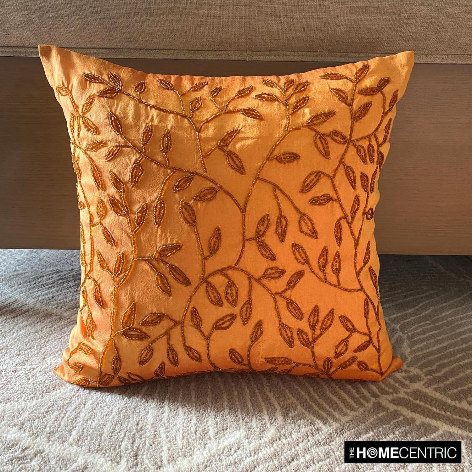 The HomeCentric Decorative Pillow Cover, Orange Decorative Throw Pillows for Couch 16x16 inch (40x40 cm) Art Silk Pillowcase with Zipper, Nature & Floral, Modern Toss Pillow Covers Easter - Citrus