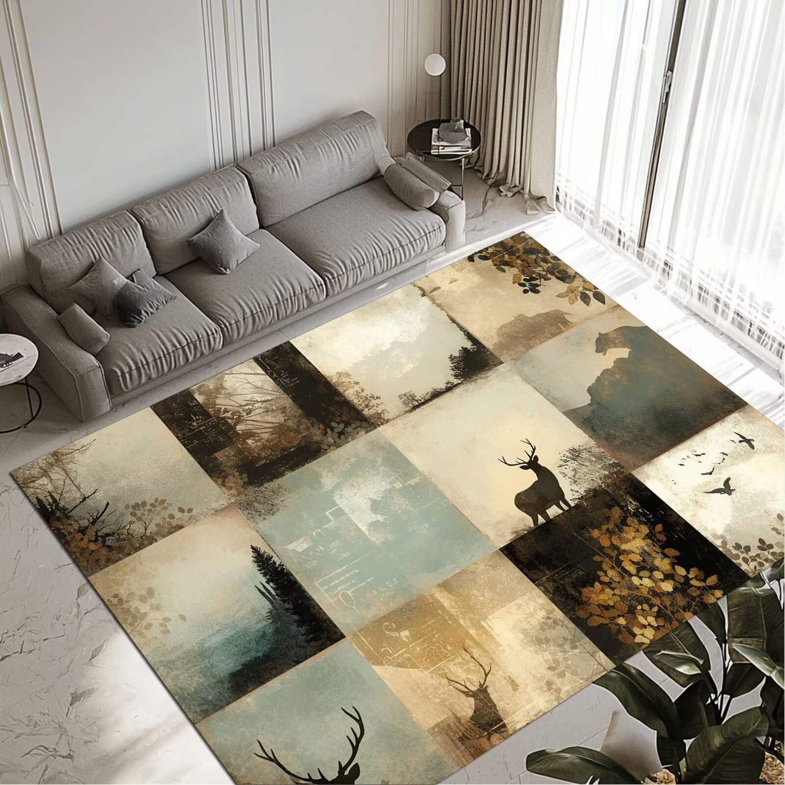 Tapis Square 60x90cm petit tapis de salon lavable et antidérapant pour entrée et chambre