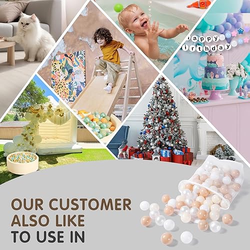 Miniatura 4 de Realhaha Pelotas de 50 100 200 500 bolas de juego bolas de plástico para bebés, niñas y niños pequeños, tienda de campaña para piscina, casa de