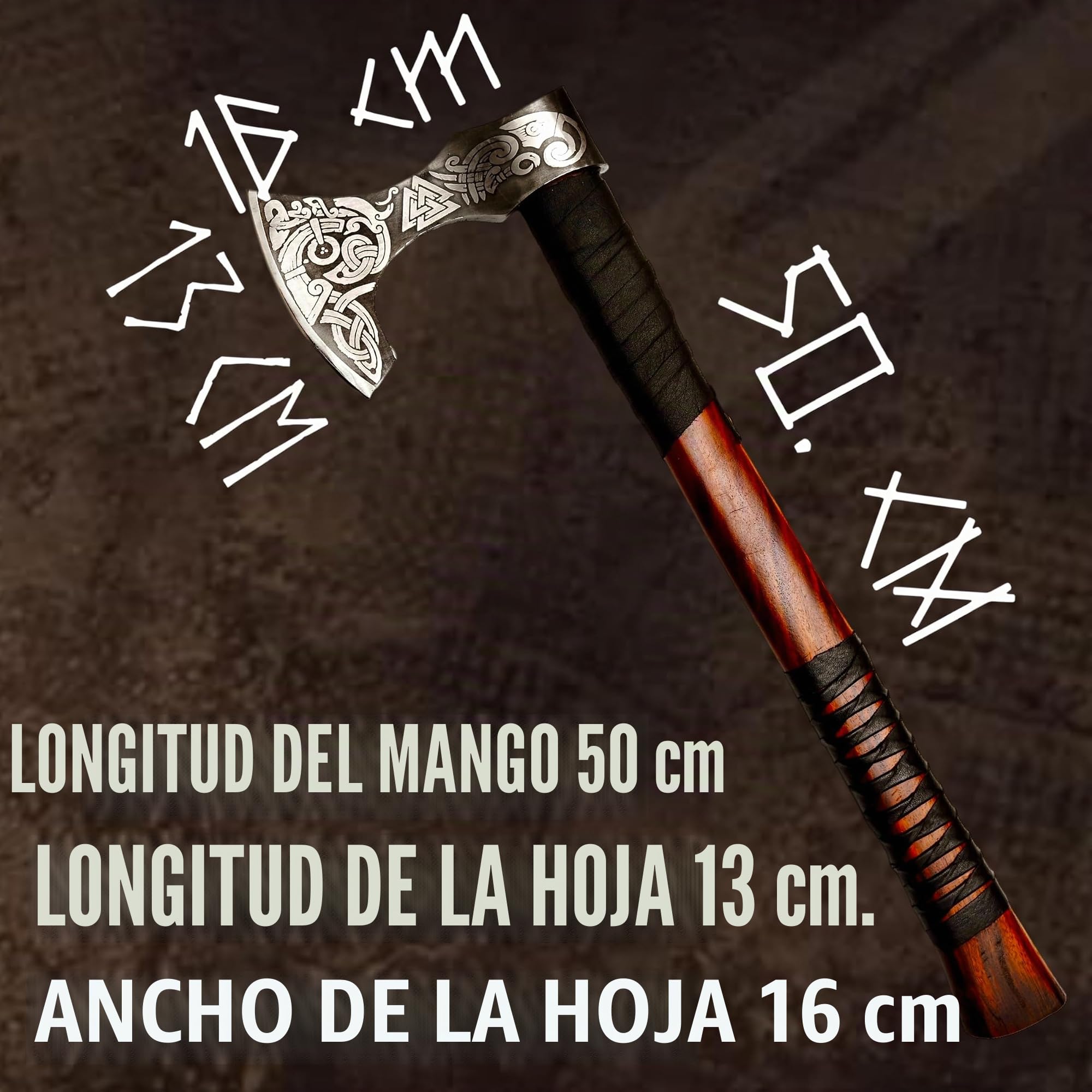 Hacha vikinga, hacha de caza nórdica hecha a mano para sobrevivir al aire libre, hecha de acero al carbono 1095, mango de madera de yakaranda, envoltura de cuero, bonita idea de regalo de Navidad