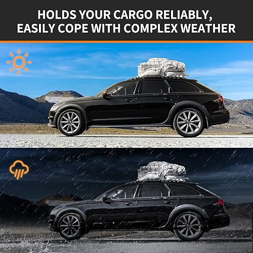 Miniatura 5 de Red de carga para caja de camión, 3.6 x 3.6 pies, se estira a 10.8 x 10.8 pies, red de carga duradera para camioneta, remolque, barco, RV SUV, red