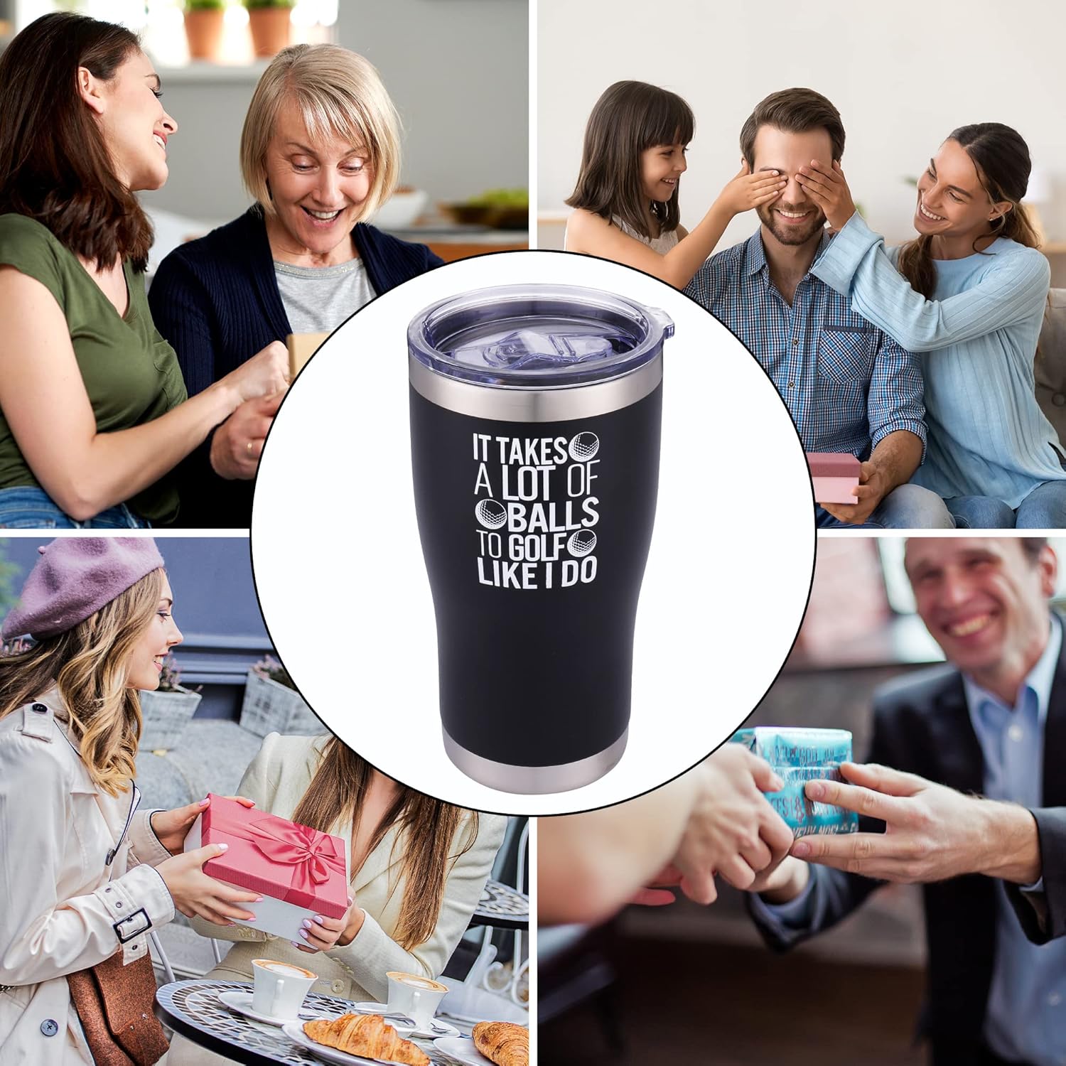 Golf Mug Tumbler - Perfect Golf Gift, Vacuum Insulated 20 oz Coffee Mug with Lid and Straw, Funny Gift for Men, Golfer, Dad, Father's Day (Black) - Image 5