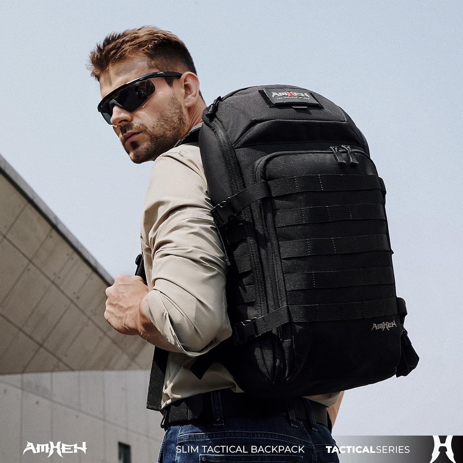 20L Slim Tactical Backpack – Everyday Carry Daypack with MOLLE, Fits 13" Laptop, Water-Resistant for Urban & Campus (Black) - Image 7