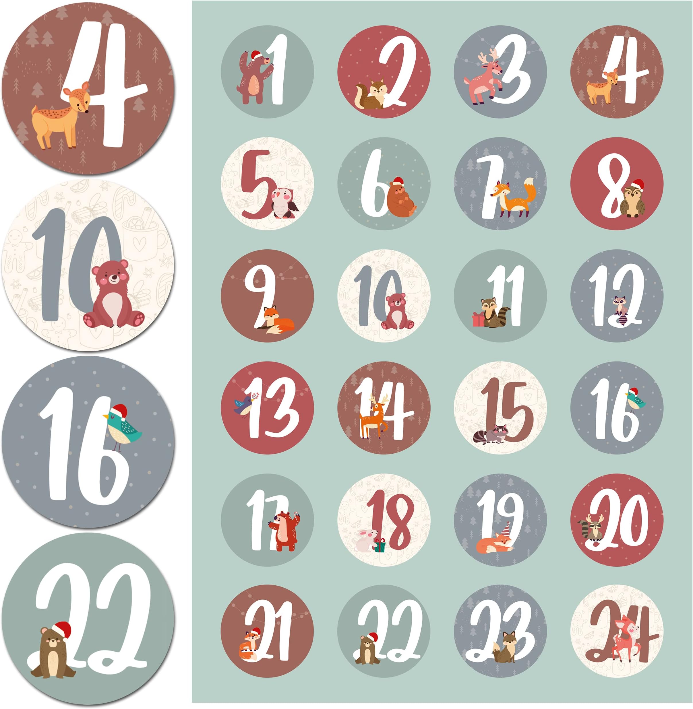 Amazon.de: HOWAF Adventskalender Aufkleber (Zahlen 1-24) 192 Stück ...