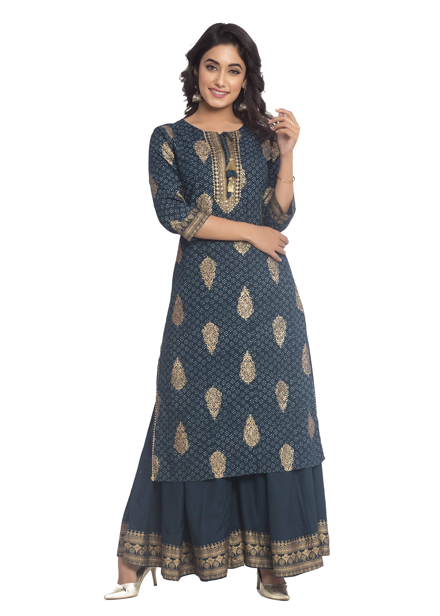 TASHIKA Women Rayon Kurta Divider Palazzo Set