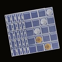 Vista 1 de MUDOR Páginas de monedas sin PVC, fundas de 20 bolsillos, 5 hojas de monedas para carpetas, suministros profesionales para coleccionistas