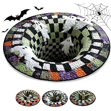 3D Halloween Rug, Candy Corn Abyss Quilted Round Mat 24inch