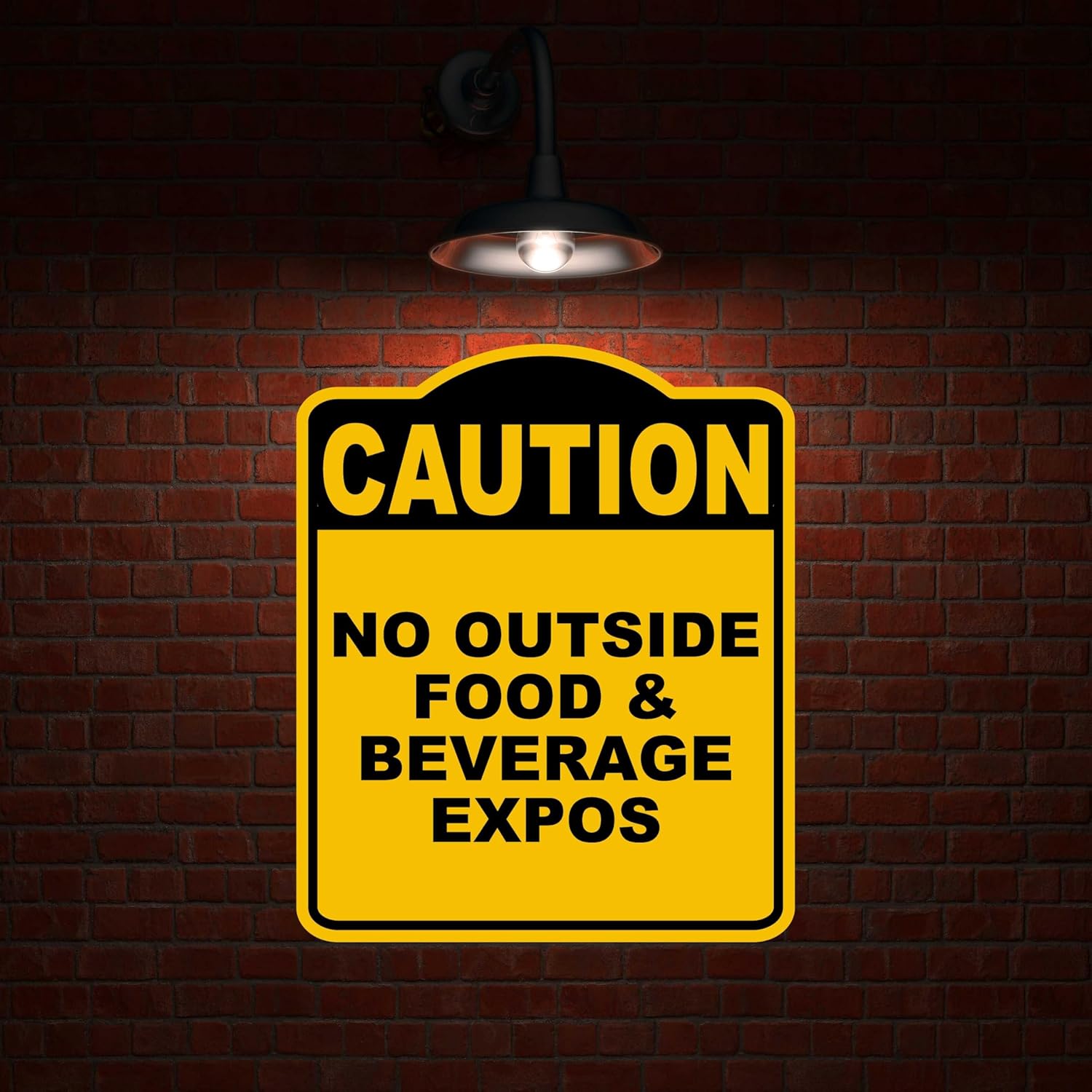 NO OUTSIDE FOOD & BEVERAGE EXPOS Caution Yellow Black Aluminum Composite Sign 20 x 24 inches