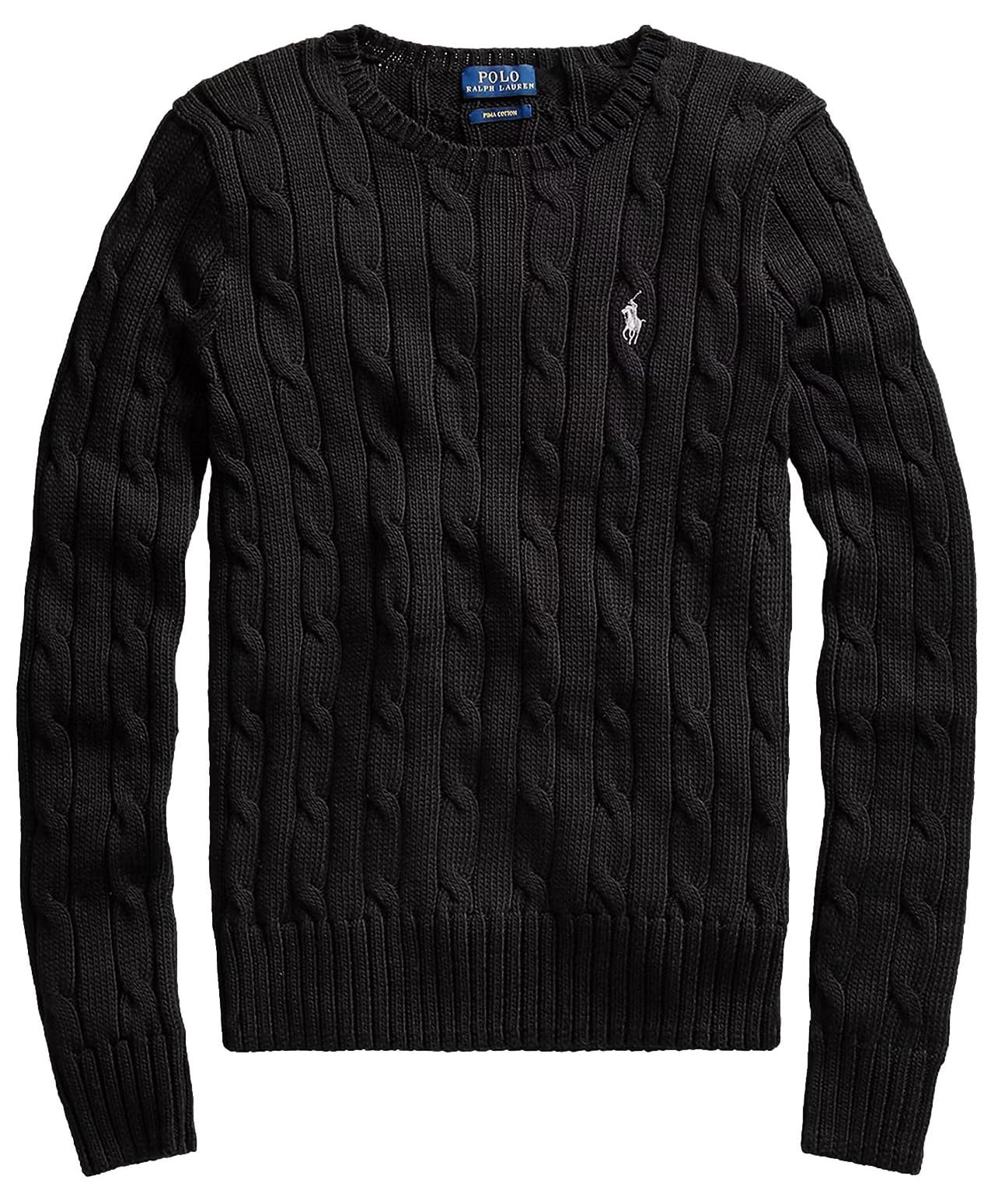 RALPH LAUREN Womens Crewneck Cable Knit Pony Logo Sweater