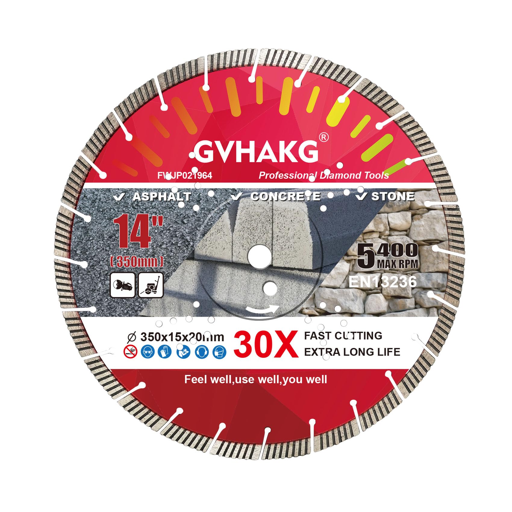 GVHAKG 350mm Diamond Concrete/Asphalt Cutting Disc