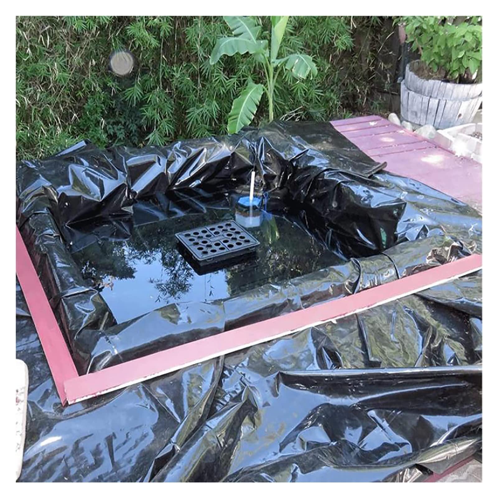 Telo per laghetto in Gomma Nera Resistente e Impermeabile, 5 m x 5 m - Adatto per laghetti e Giardini, pacciame da Giardino Resistente alle intemperie