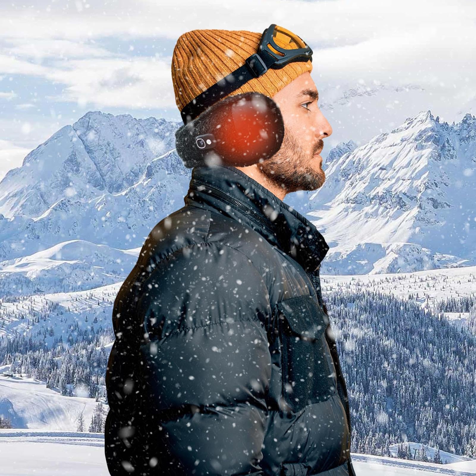Orejeras para correr para hombres de invierno, calentadores de oídos con calefacción, Orejeras Térmicas Con Forro Polar De 3 Modos De Temperatura Para Mujer Invierno, plegables con apagado au