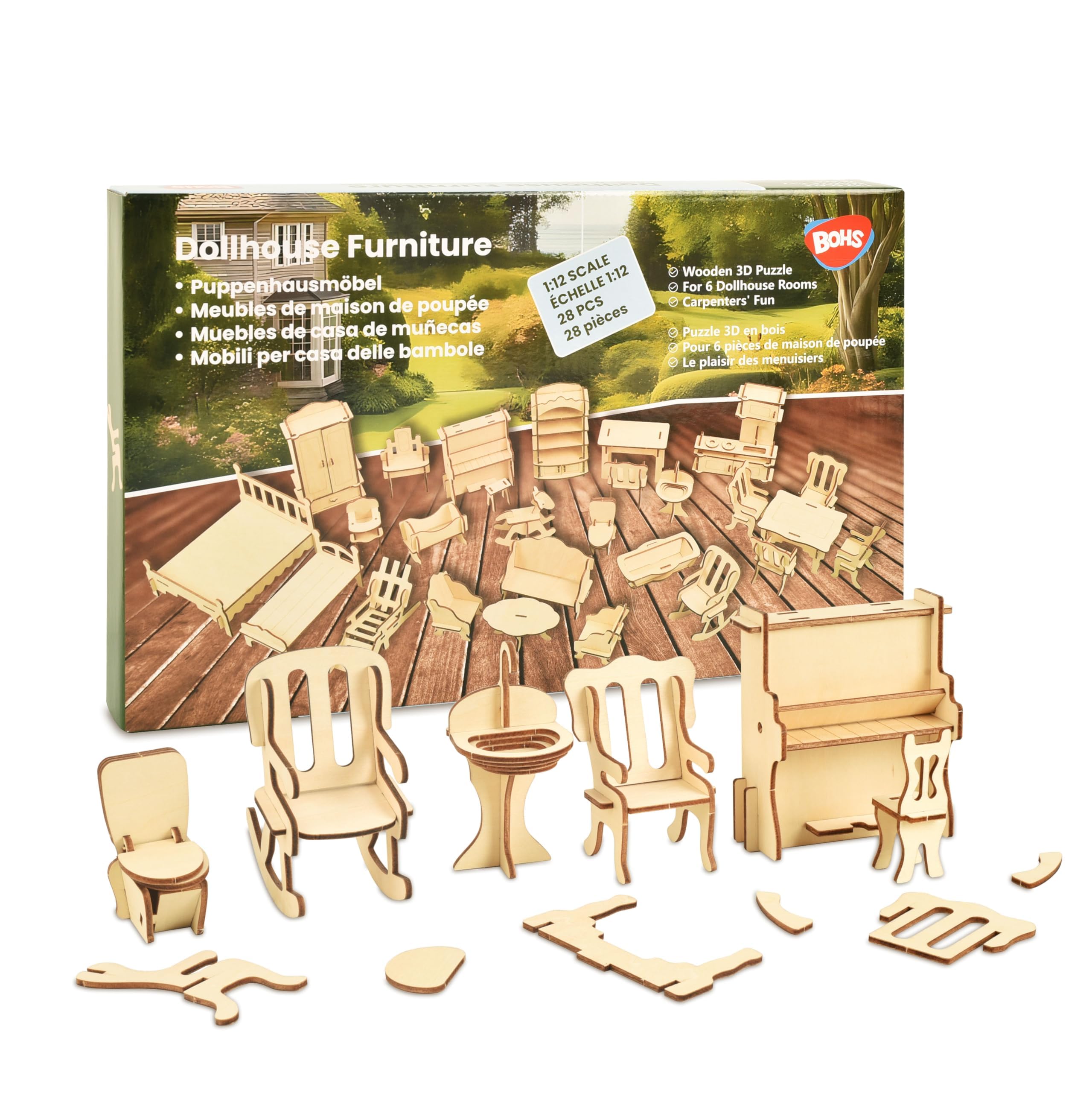 Amazon.com: BOHS Wooden Dolls House Furniture 1/12 Scale - 3D