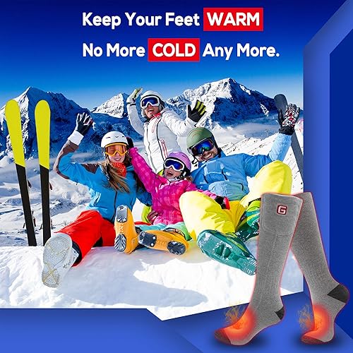 Miniatura 24 de Autocastle Calcetines calefactables para hombre, recargables, con pilas, calentadores de calor, calentados por batería, calentadores de pies