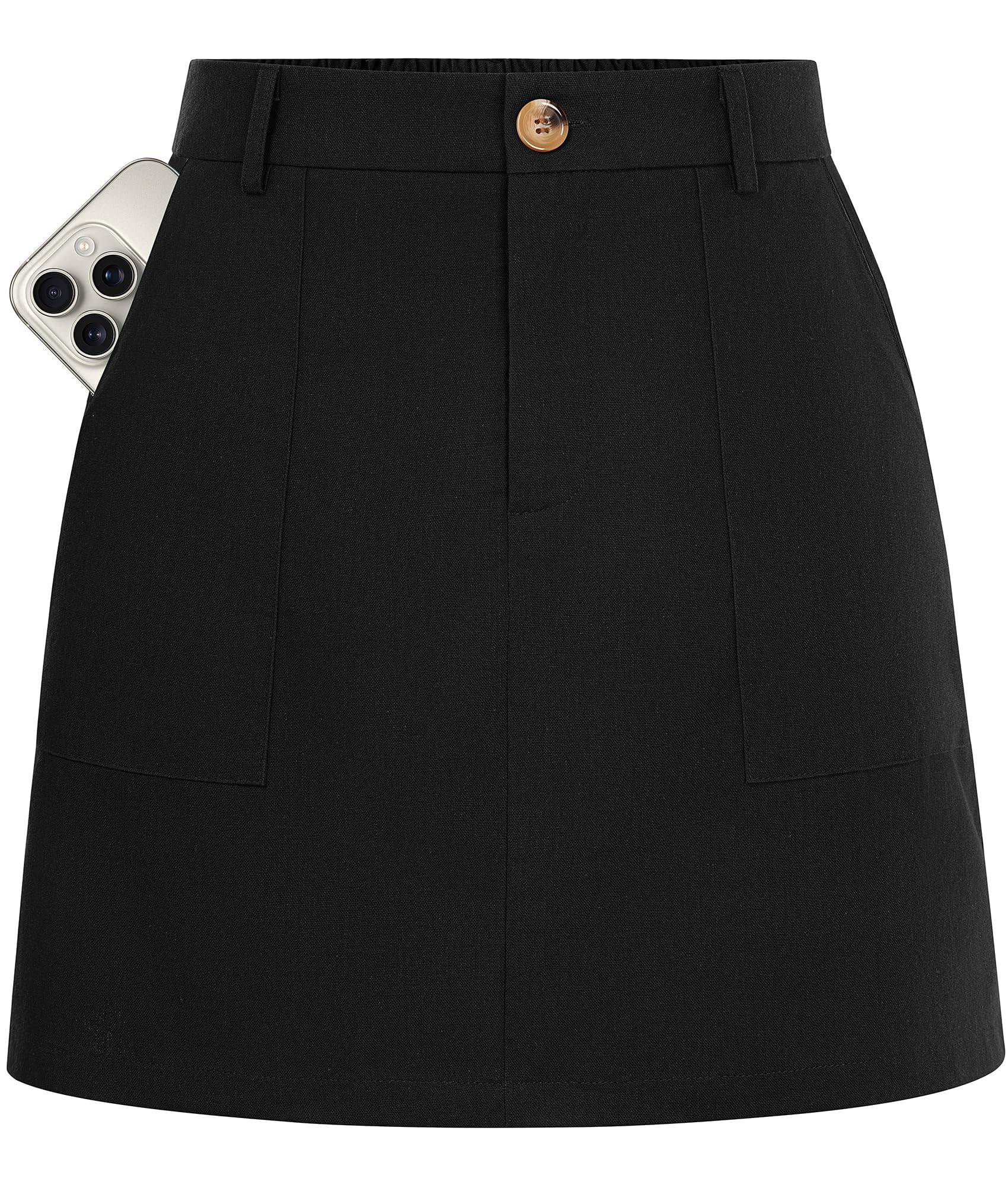 Kate Kasin Women Linen Mini Skirt