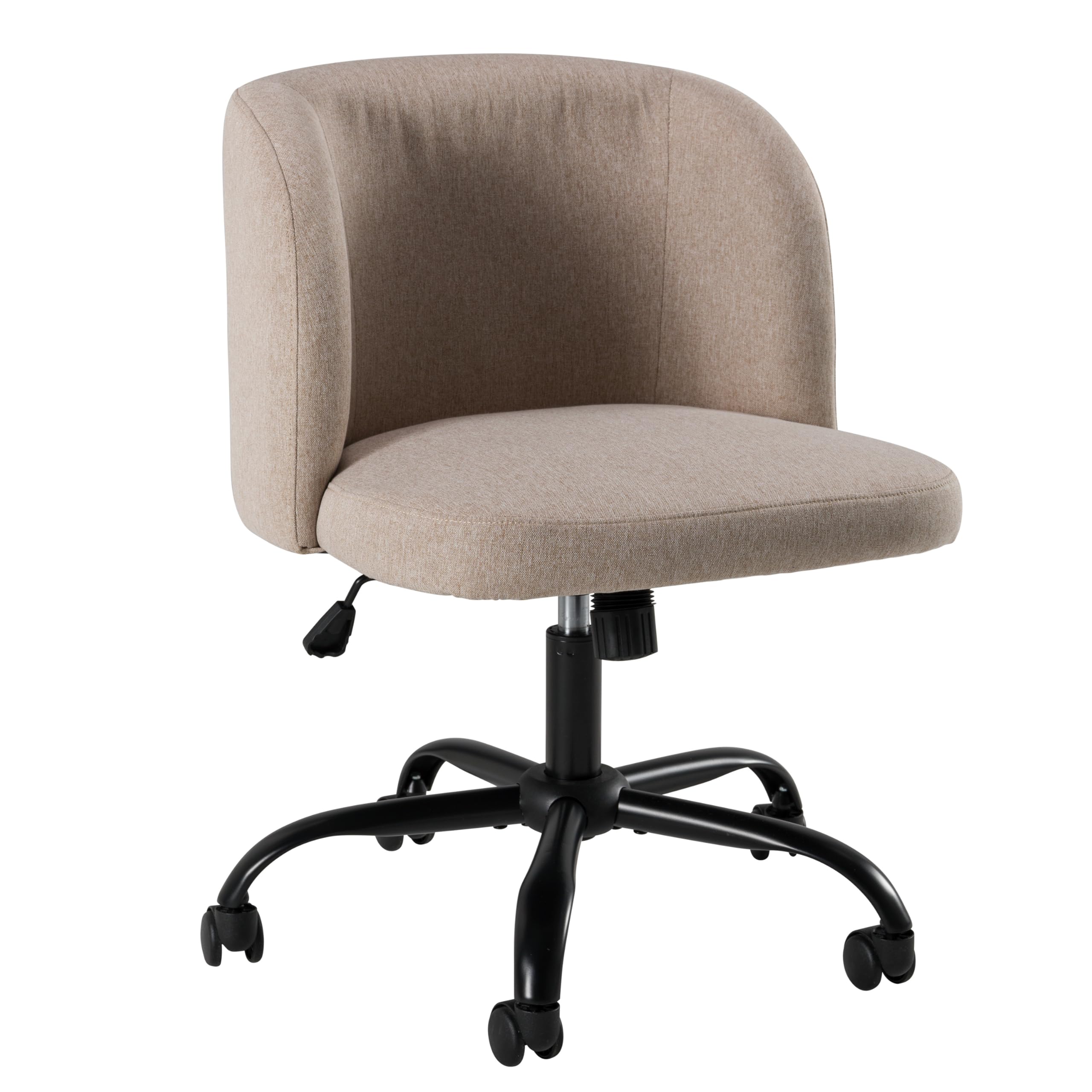 Bush Home Armless Desk Chair for Home Office, Adjustable Seating with Wheels and Swivel Base, Pembroke Collection, Beige Fabric Upholstery