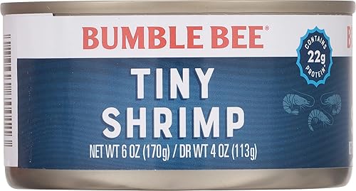 Miniatura 6 de Bumble Bee Camarones enlatados pequeños, latas de 4 onzas (paquete de 12)  Camarones capturados silvestres, 0.78oz de proteína por porción, sin