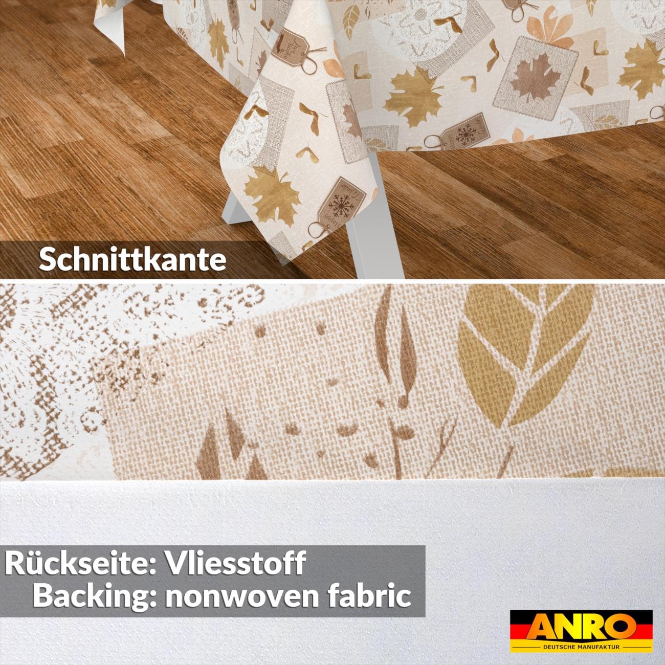 Mantel de hule lavable, fácil de limpiar, efecto loto, exterior, jardín, roble brillante, 320 x 140 cm (ovalado)